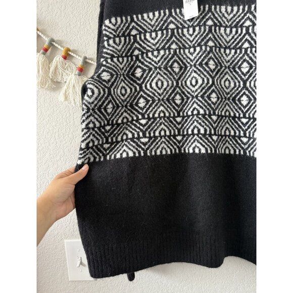 Express Fair Isle Black Knit Crewneck Sweater Cabincore Cozy Geometric NWT Men L - Picture 5 of 9